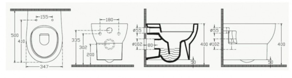 унитаз isvea absolute 10ab02002sv подвесной, цвет-белый