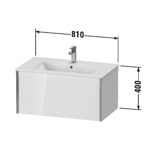 duravit xviu тумба подвесная 400x810x480мм под раковину # 233683, 234583, 234683 с 1 выдвижным отделением, цвет: белый глянцевый