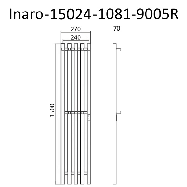 полотенцесушитель электрический маргроид inaro inaro-15024-1081-9005r профильный r 150х24, с крючками, черный матовый