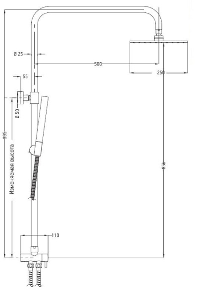 душевая система esko (st950sq)