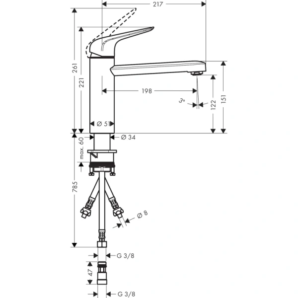 смеситель для кухни hansgrohe focus m42 71804000, хром