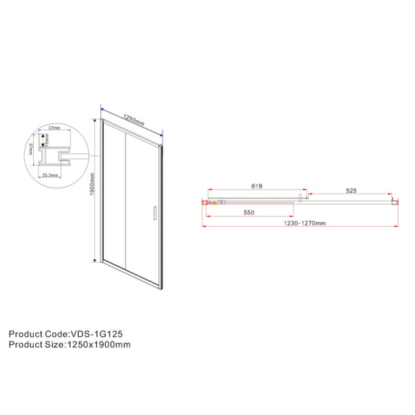 душевая дверь 125 см vincea garda vds-1g125cl прозрачное