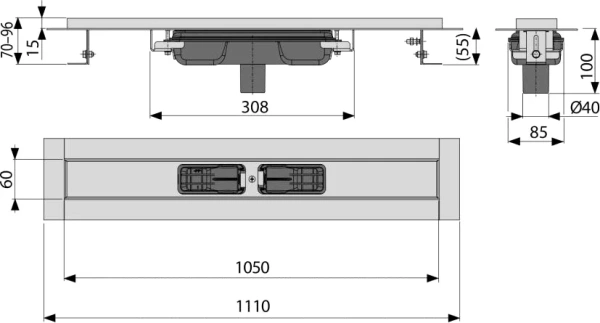 душевой лоток alcaplast apz1101-1050 без решетки