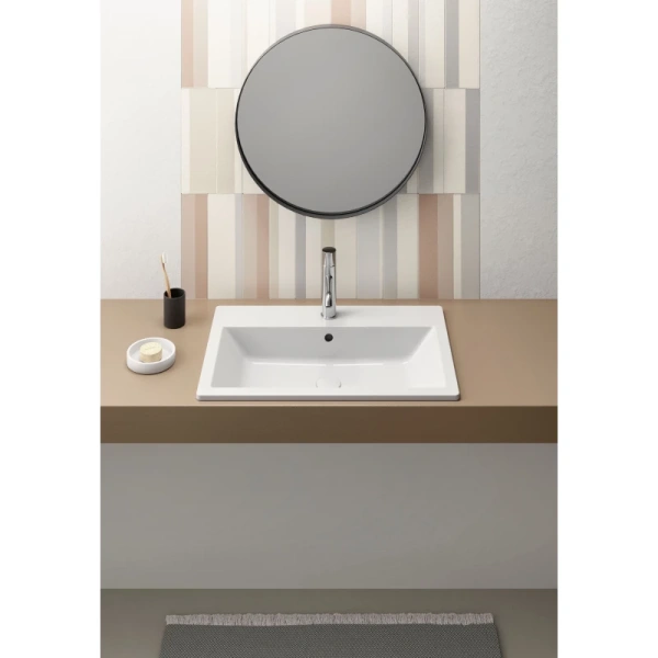 раковина gsi kube x 9437111 встраиваемая сверху, 70x46 см, bianco lucido (белый глянец)
