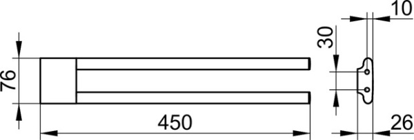 Полотенцедержатель Keuco Edition 400 11518 130000, неповоротный, 450 мм, латунь цвет хром черный шлифованный