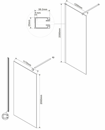 неподвижная перегородка 60х200 см vincea walk-in vsw-1h600clg прозрачное