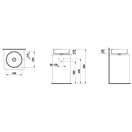раковина накладная laufen kartell by laufen 42x42 см 8.1233.1.000.112.1