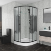 душевой уголок niagara eco 80х80 ng-003-14 black профиль черный стекло с рисунком