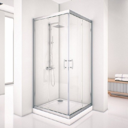 душевой уголок aquanet alfa cube naa1142 100×100 00185041 профиль хром, стекло прозрачное