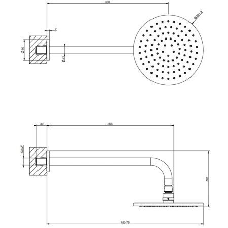 верхний душ gessi emporio 47382#299 ø201#5 мм, с кронштейном, цвет черный xl