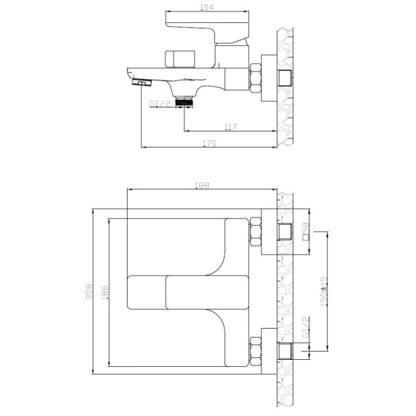 смеситель для ванны esko berlin (br 54)