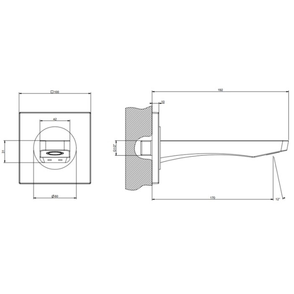 излив для ванны gessi rilievo 59103#031 цвет хром