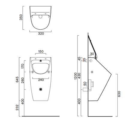 писсуар catalano comfort rimless 0932640021 без отв. под крышку, 64x32 см, белый матовый