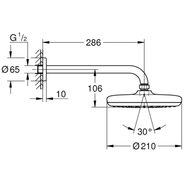 верхний душ 210 мм grohe tempesta 26411000