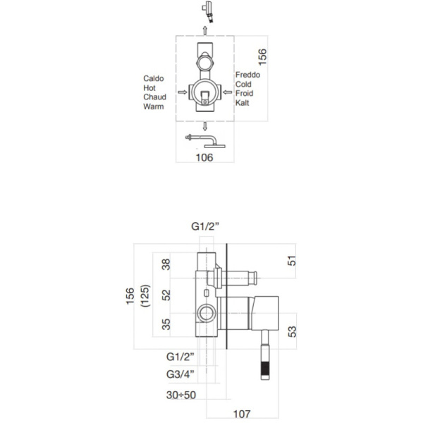 смеситель для душа webert rimini ri860101010 цвет золото