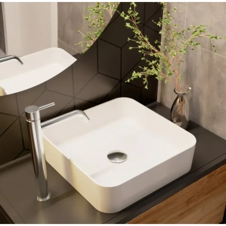 раковина aquame aqm5008 40x40 см, накладная, цвет белая глянцевая