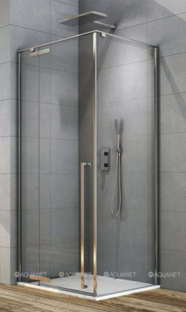 душевой уголок aquanet ideal ae-axc94mb-s-c 140x90, прозрачное стекло