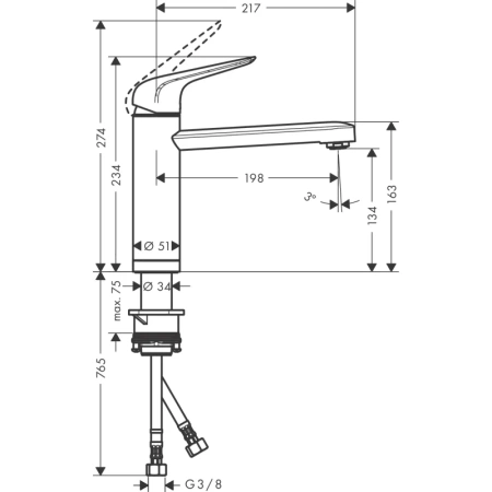 смеситель для кухни hansgrohe focus m42 71807000, хром