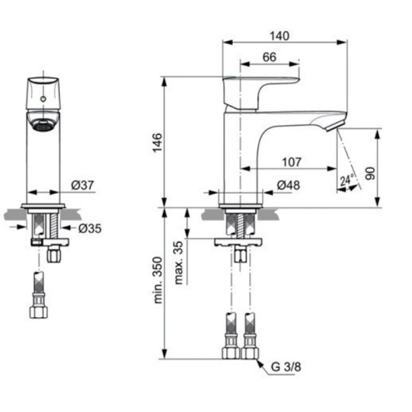 смеситель для раковины ideal standard connect air a7010aa