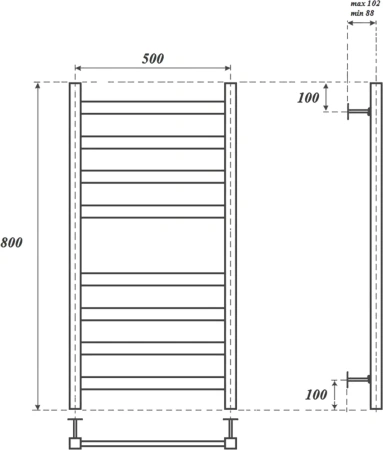 полотенцесушитель водяной point меркурий pn83158b 50x80, черный