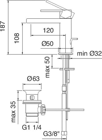 смеситель для раковины treemme klab 2710.cc