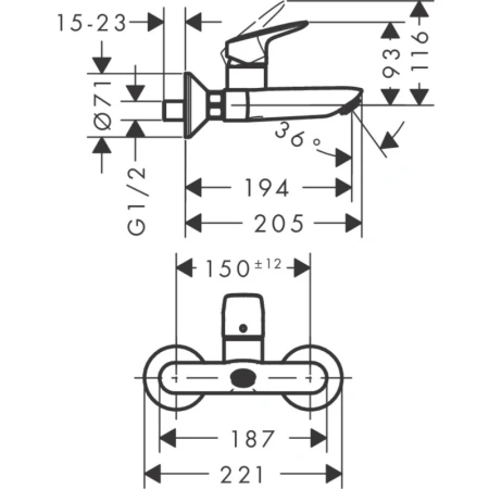 смеситель для раковины hansgrohe logis 71225000
