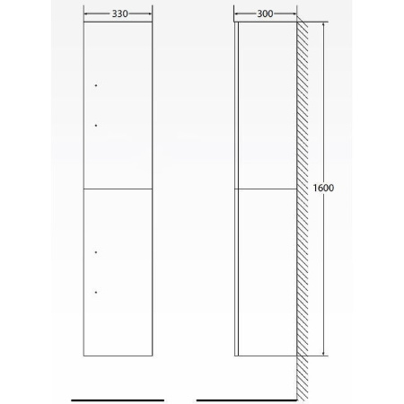 шкаф пенал belbagno aurora 33 l aurora-1600-2a-sc-bl-p-l подвесной bianco lucido без ручек