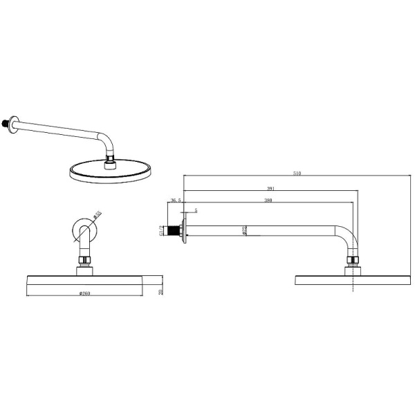 верхний душ aquatek aq2080mb черный матовый