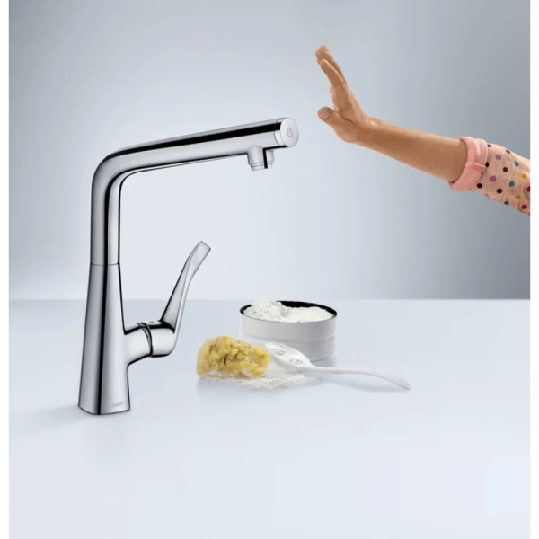 смеситель для кухни, нержавеющая сталь hansgrohe metris select m71 14883800, сталь