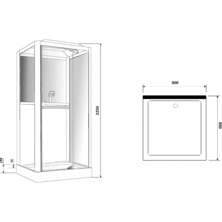 душевая кабина grossman gr-221 90x90 профиль черный стекло прозрачное