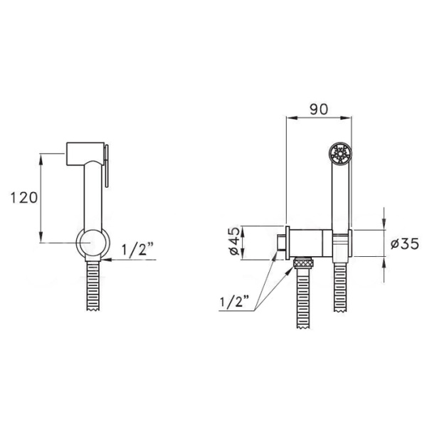 гигиенический душ stella stella eccelsa ec 03124 cr00, со шлангом 1.25 м и настенным держателем, хром