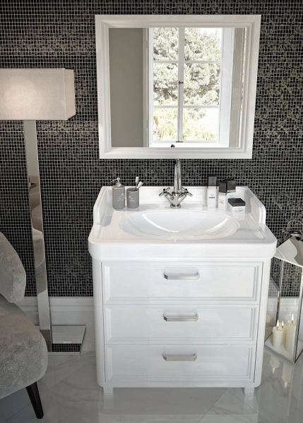 тумба под раковину kerama marazzi pompei 80 po.m.80.3\wht, с 3 ящиками, цвет белый