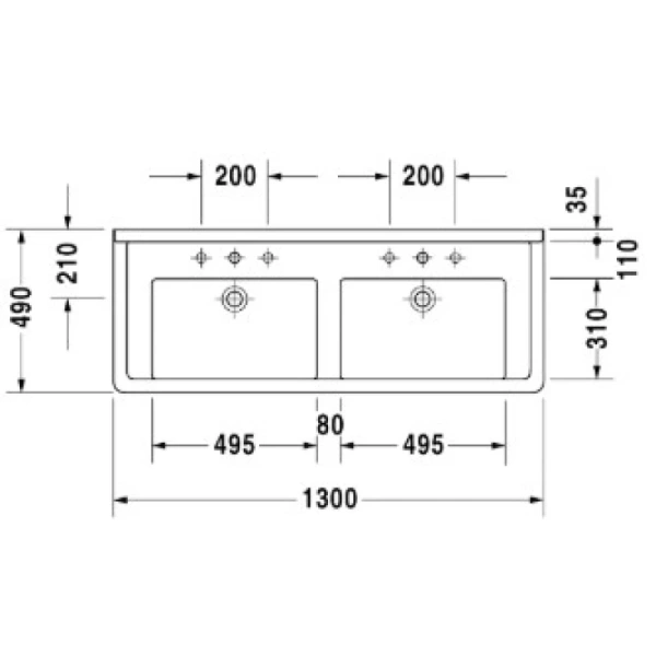 раковина полувстраиваемая 130 см duravit starck 3 033213 00 00