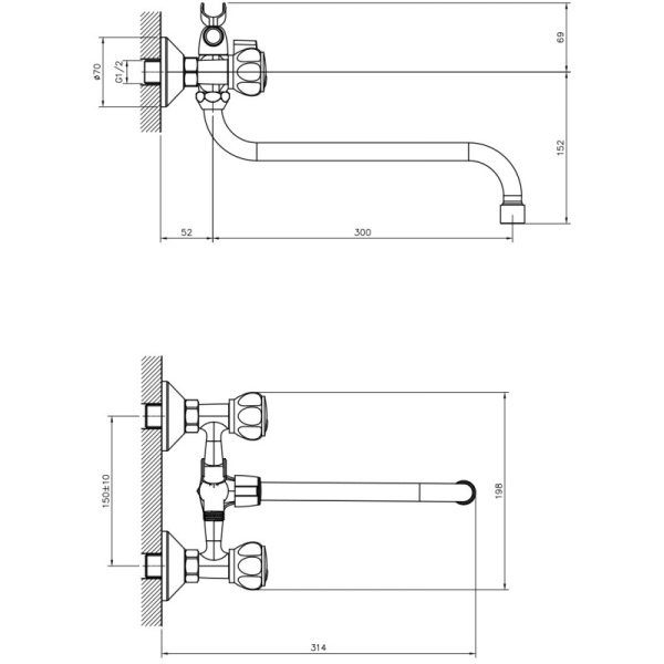 смеситель для ванны decoroom dr50 (dr50045r)