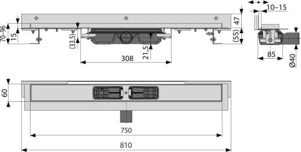 душевой лоток alcaplast apz104-750 без решетки
