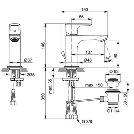 смеситель для раковины ideal standard connect air a7008aa