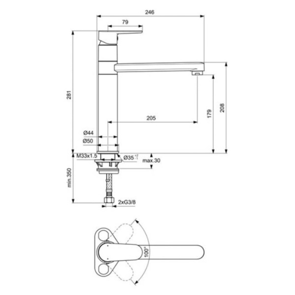 смеситель для кухни ideal standard cerafine model o bc501aa