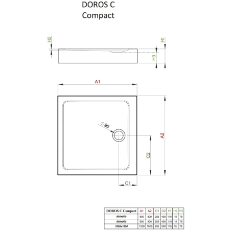 душевой поддон 80×80 см radaway doros c compact sdrc8080-05