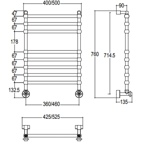 водяной полотенцесушитель margaroli sole 4643708crts хром