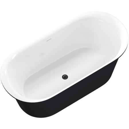 акриловая ванна 170х78 см aquanet family smart 88778-gw-mb, цвет белый глянцевый/ черный матовый