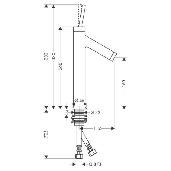 смеситель для раковины с выпуском axor starck 10123000