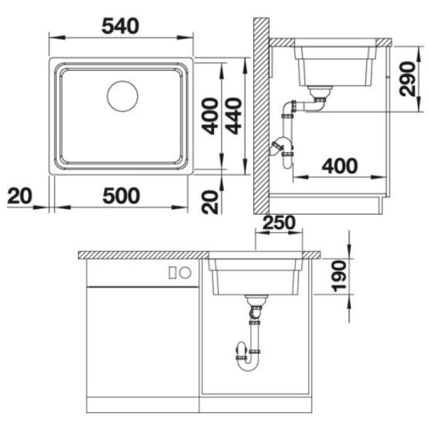 кухонная мойка blanco etagon 500 - u 521841