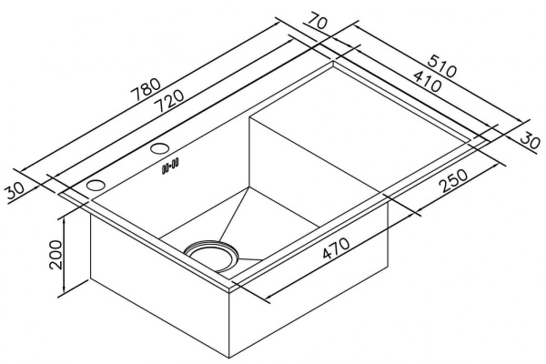 кухонная мойка zorg inox x 78х51х20 x-7851-l