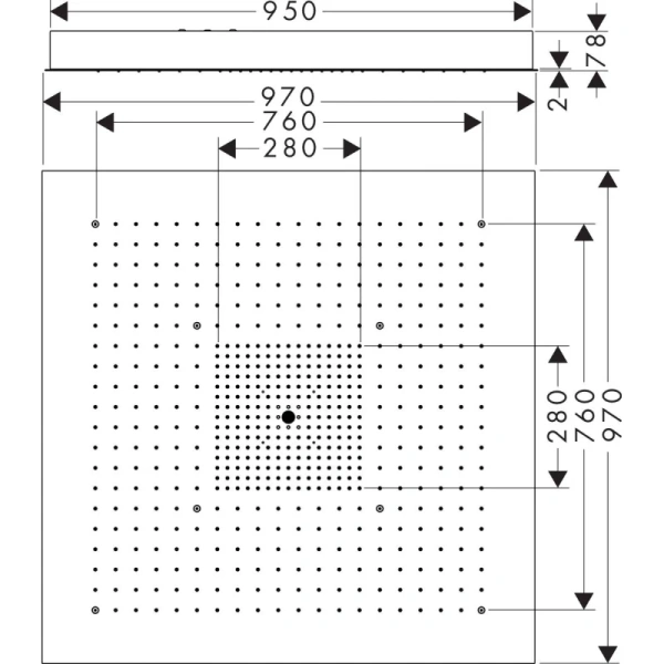 верхний душ 970x970 мм axor showersolutions 10621800