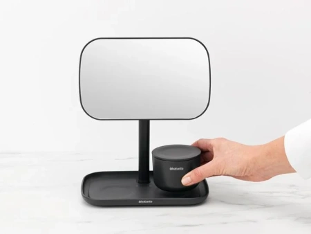 косметическое зеркало brabantia renew 280702 без подсветки, поворотное, темно-серое