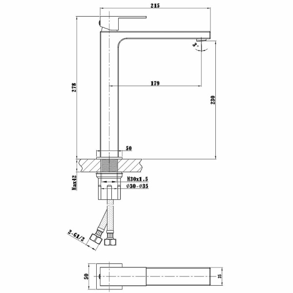 смеситель для раковины vincea cube vbf-1c02mb черный матовый