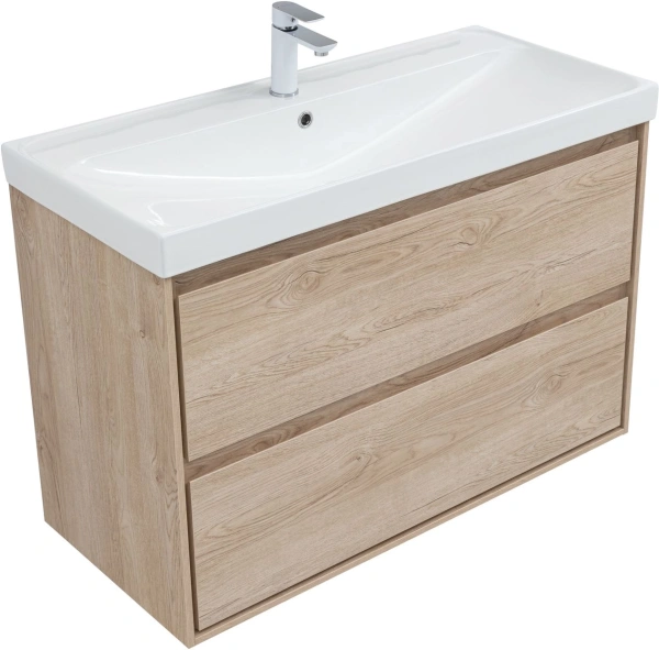 тумба под раковину aquanet милан 00336385 99.6x45.3 см, дуб светлый