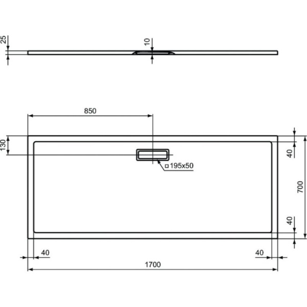 душевой поддон 1700x700x25 мм ideal standard t4479v1 ultraflat new