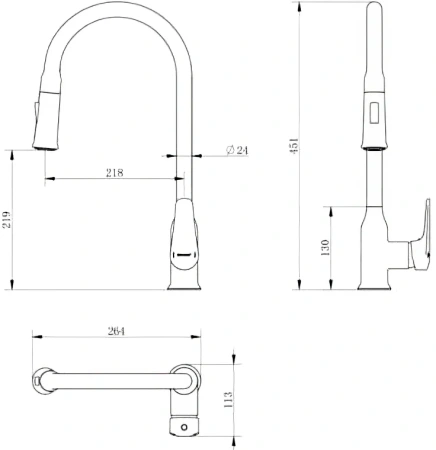смеситель для кухни haiba hb73816-7 черный