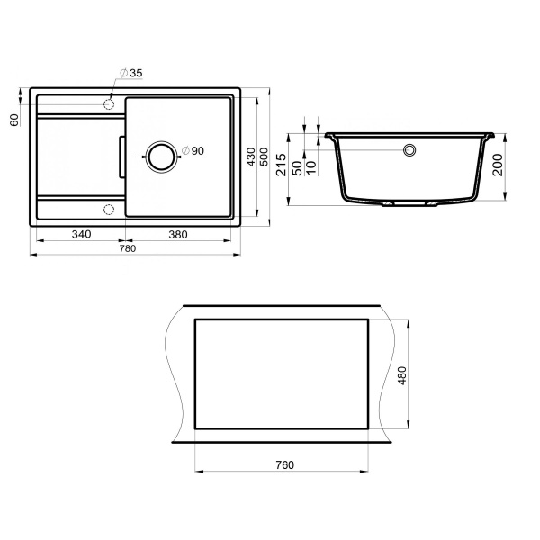 мойка кухонная point лаура 78 pn3005w, белый